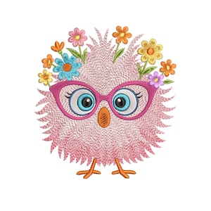 Funny Chicken Embroidery Design, Floral Chicken Machine Embroidery File Cute Chicken Machine Embroidery, Instant Download 8 Size