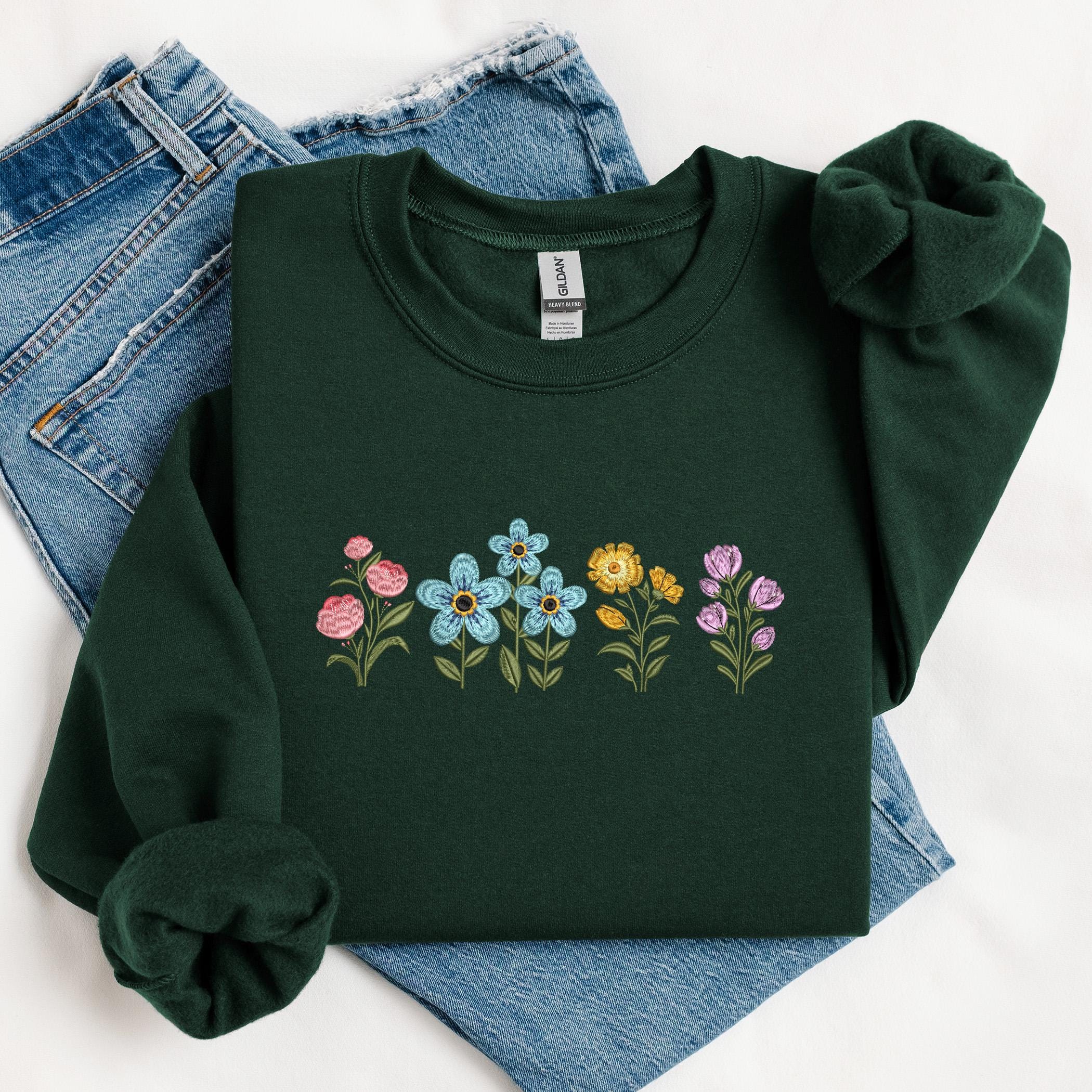 Embroidered Flower Shirt - Etsy