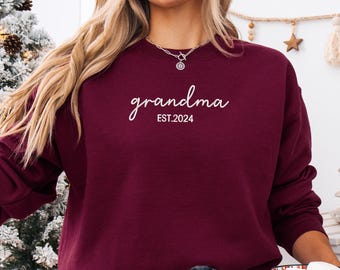 Custom Grandma Sweatshirt With Grandkids Names On Sleeve, Personalized Granny Hoodie, Gramma Outfit, Gigi Mimi Clothing, MADE IN USA