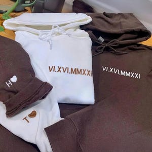 Custom Embroidered Roman Numeral Hoodie Gift for Couples Custom Wedding Date Personalized Wedding Gift Anniversary Gift for Her MADE IN USA
