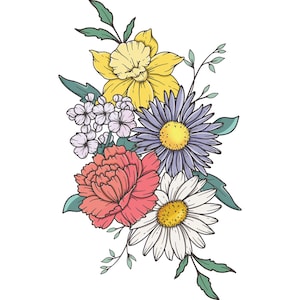 Benutzerdefinierte Geburt Blumenstrauß Tatoo, Familie Geburtsmonat Tattoo-Design, bis zu 15 Blumen Bouquet Print, Floral Tattoo Design Digital Download
