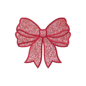 Side Bow Appliqué Sweatshirt Embroidery Design, Bow Christmas Embroidery Design 5 Sizes, Instant Download, Bow Applique