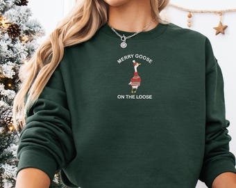Funny Christmas Sweatshirt Embroidered, Funny Holiday Sweatshirt, Christmas Party Pullover, Festive Winter Outfit, MADE IN USA