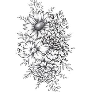 Benutzerdefinierte Geburt Blumenstrauß Tattoo Geburtsmonat Blumen Tattoo Familie benutzerdefinierte Tattoo Oma Garten personalisierte Tattoo Design digitaler Download