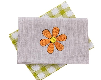 Mini Orange Flower Embroidery Design, Small Daisy Machine Embroidery File – Cute Floral Stitch Pattern, 9 Sizes, Instant Download