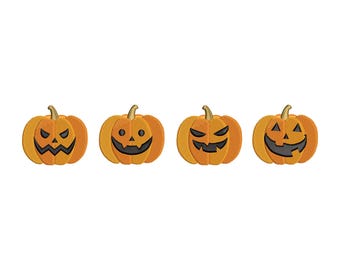 Pumpkin Embroidery Design, Four Smile Pumpkin Machine Embroidery Files, Fall Pumpkin Embroidery Design, Halloween Embroidery, 4 sizes