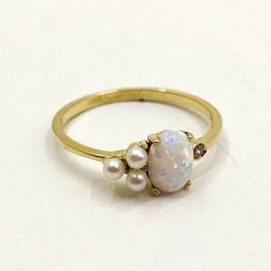 Opal Ring Gold | Dainty Opal Ring | 14k Gold Ring | White Opal Ring | Opal Engagament Ring | Gifts For Her | Minimalist Ring |