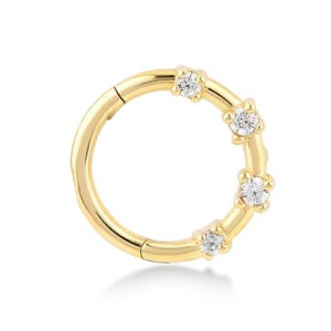14K Gold Diamond Hoop Earring for Helix, Tragus, Cartilage, Conch & Lobe – Dainty Gold Piercing Jewelry