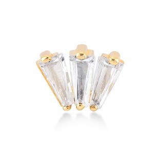 14K Gold - Fächerförmiges Piercing | Trapezförmiger CZ Ohrstecker | Elegante Wohnung oder Tragus Ohrring