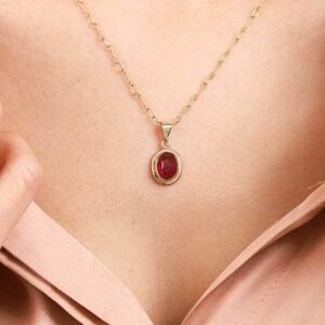 14k Gold Ruby Necklace | Natural Ruby Necklace | Ruby Stone Necklace ...