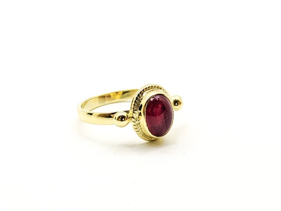 Men's Square Red Ruby Stone CZ Yellow Gold Plated Ring Size 11.5 Hand  Engraved | eBay