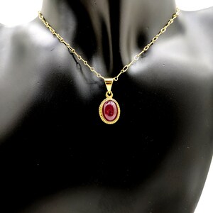 14k Gold Ruby Necklace | Natural Ruby Necklace | Ruby Stone Necklace ...
