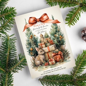 Christmas Party Invitation, Holiday Party Invitation Template, Editable Christmas Tree Invitation, Christmas Tree, CP0001