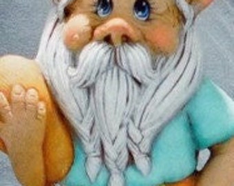 CLEARANCE 2861 Sam Shell Seeker Gnome 9.5"T - Paint Your Own Adorable Ceramic Keepsake