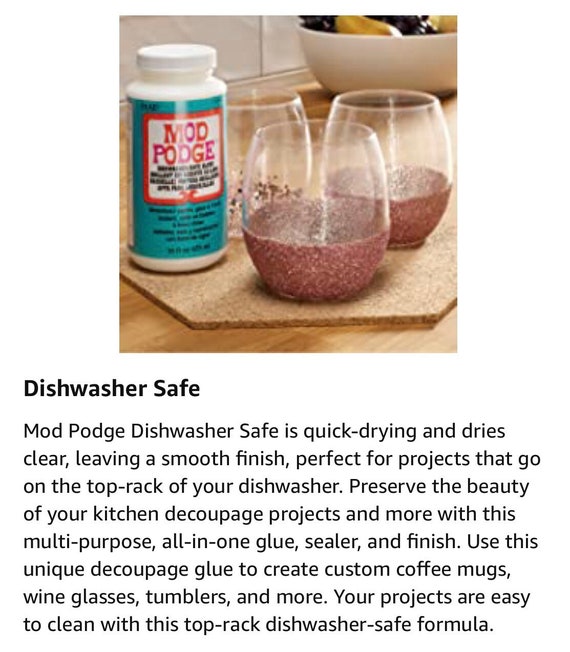 Dishwasher Safe Mod Podge Brush-on Sealer, Varnish, No Fire 1