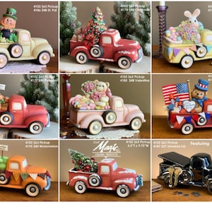 CLEARANCE 40+ truck lids, 4 styles trucks, trailer, camper, market cart - UNPAINTED-Paint Your Own Adorable Ceramic Keepsake-Made to Order