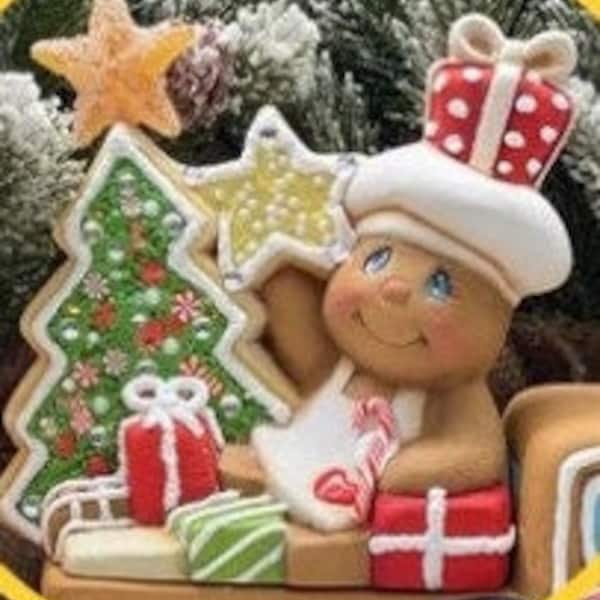 CLEARANCE 4290 Gingerbread for Pickup 5.5”T x 5.25”W - Paint Your Own Adorable Ceramic Keepsake