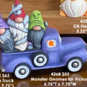 WYPRZEDAŻ 4268 Monster Gnomes do pickupa 5,75”T x 7,75”W i 4 opcji ciężarówki, przyczepy, wózka targowego lub pokrywy - pomaluj sam