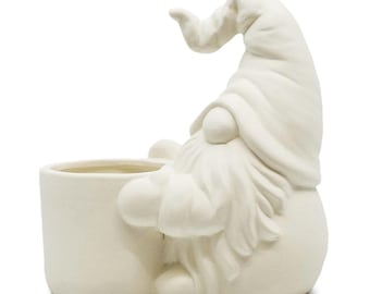 The Lovable Gnome Planter 6.5”Hx5.75”W - Paint Your Own Adorable Ceramic Keepsake