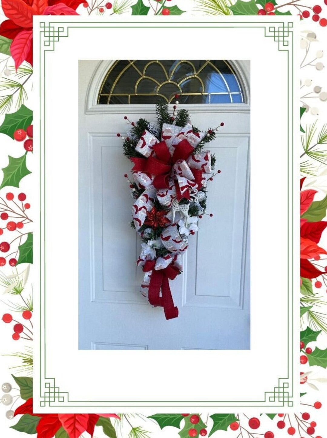 Christmas Door Swag, Christmas Swag, Holiday Decoration, Wall Hanging