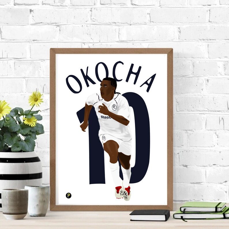 Jay Jay Okocha Bolton Wanderers Original Art Print Prints Art Collectibles Intellistall Com