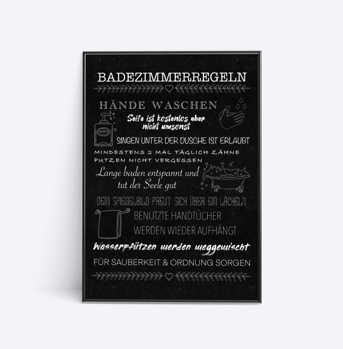 Poster Badezimmerregeln Bad Familie Regeln Typografie | Etsy