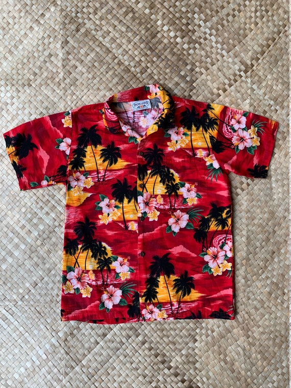 Vintage Kids Button Down Shirt Aloha Hawaiian Trop