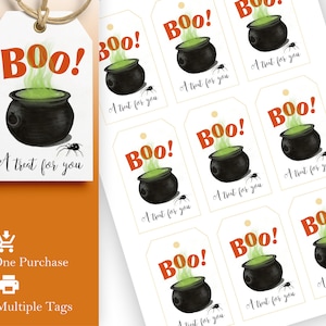 Printable Halloween Tags, Boo Gift Tag, Treat Tag, Goodie Bag Tag, Witch Brew Tag