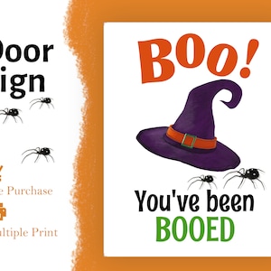 Halloween Türschild. Du wurdest ausgebuht. Hutschild. Hexenhut Boo Zeichen.