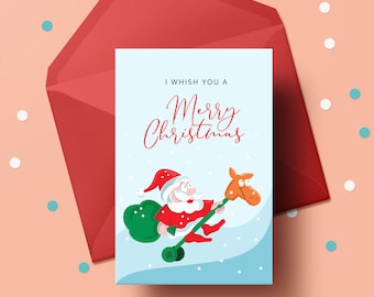 Little Santa Printable Greeting Card. Editable Greeting Card