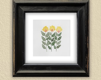 Blooming Florals No. 5. Watercolor Wall Art, Stylized Botanical Flower Print