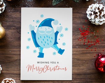 Winter Santa Printable Card.  Editable Greeting Card.