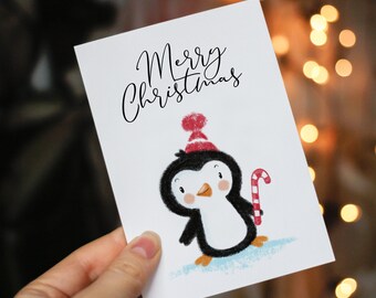 Penguin Christmas Card: Printable Holiday Card (Digital Download)