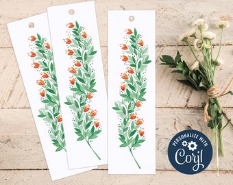 Printable Template Book Marker Floral