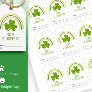 St. Patrick&#39;s Tag. Shamrock Gift Tag.