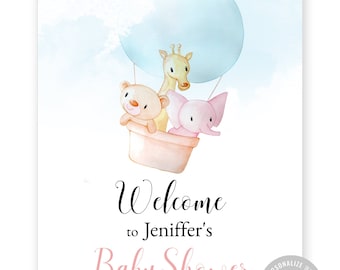 Editable Little Animals Baby Shower Welcome Sign. Baby Animals. Baby Shower Welcome. Instant Download Template.