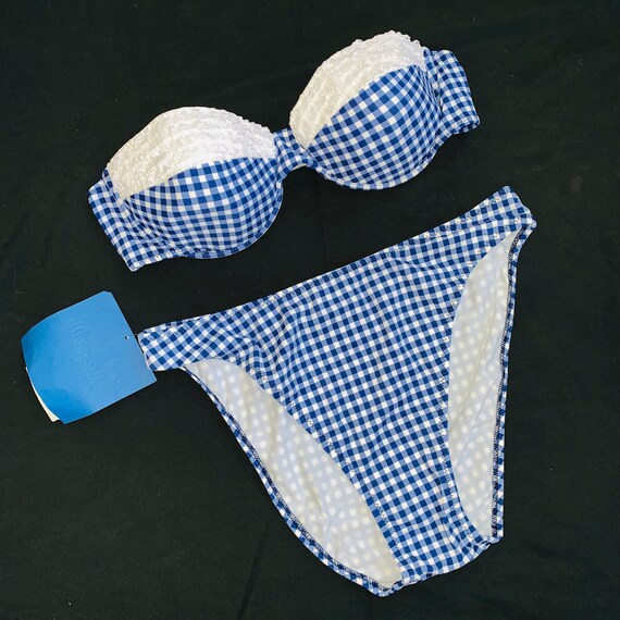 Blue & White vintage deadstock gingham bikini