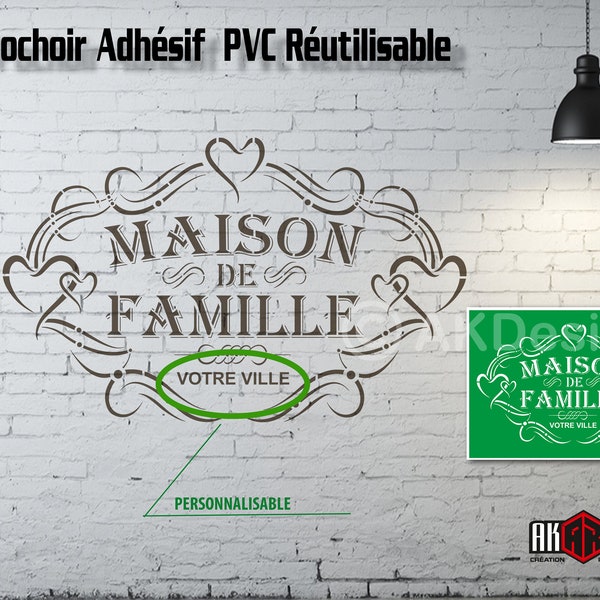 Maison de Famille / Pochoir Adhésif PVC Réutilisable - Maison de Famille