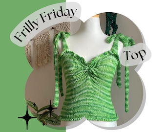 Blusa Frilly Friday: patrón fácil de tejido a máquina Sentro