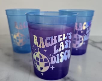 Last Disco Bachelorette Party Cups | Custom Name Beach Bach Cups