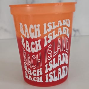 BACH ISLAND! Color Changing Cup, Personalized, Custom Birthday Party Favors, Mood Cup Gifts, Plastic Drinkware