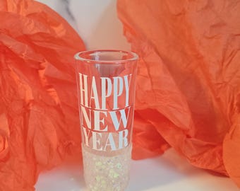 Shot Glass 2027 New Year : Personalized Glitter 2027 NYE Party Favor