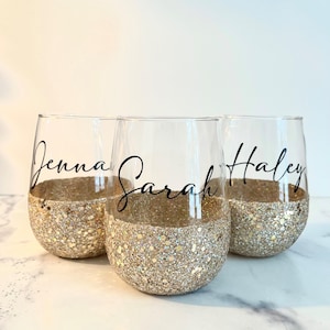 Personalized Wine Glasses, Custom Wine Glass, Stemless Personalized Gifts for Her, Wine Glasses Bachelorette Birthday Personalized Gift