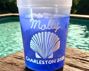 Custom Beach Bachelorette Cups | Personalized Vacation Party Favors (16 oz.)