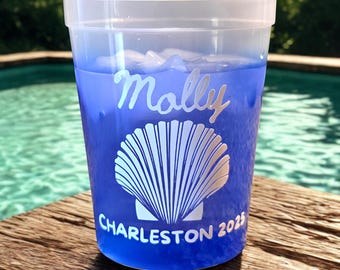 Custom Beach Bachelorette Cups | Personalized Vacation Party Favors (16 oz.)