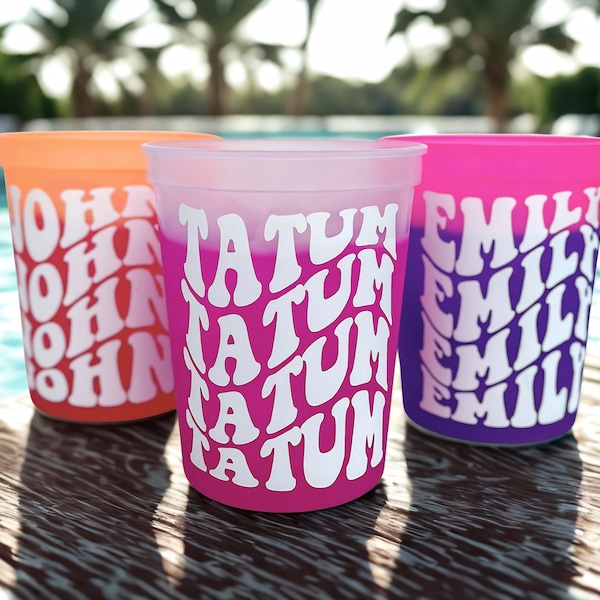 Personalized Name Party Cups | Custom Color Changing Reusable Cups | Bachelorette Party Cups | Girls Trip Cups | Wedding Party Favors