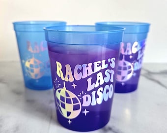 Last Disco Bachelorette Party Cups | Custom Name Beach Bach Cups