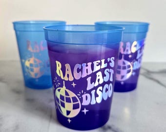 Last Disco Bachelorette Party Cups | Custom Name Beach Bach Cups