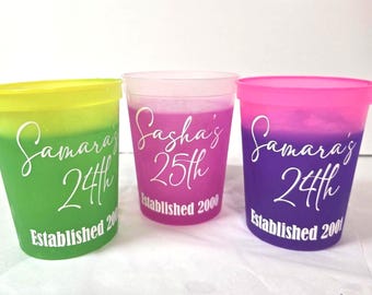 Custom Color Changing Party Cups | Personalized Birthday Favors, Reusable 16oz Vinyl Cups