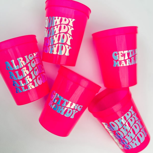 Bachelorette Party Cups Hot Pink Personalized Bachelorette Cups Wedding Cups Bachelorette Party Favors Bride Wedding Gifts Birthday Party